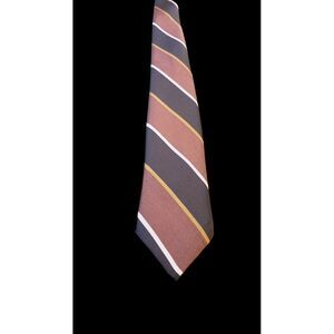 Vintage 1970's Trevira Repp Necktie Men's Browns Striped‎ Short Tie Polyester